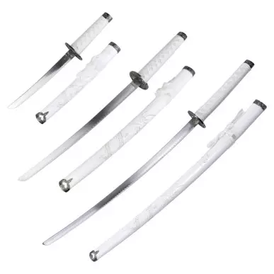 ORNAMENTAL SET KATANA-WAKIZASHI-TANTO WHITE - CLICK ARMS